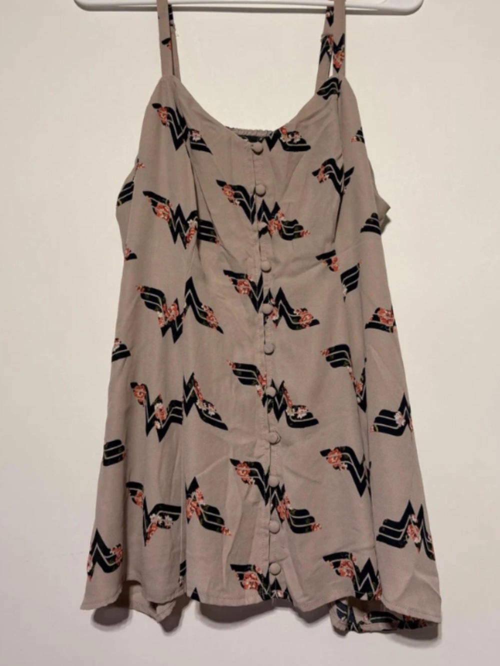 DC Comics Taupe Floral Wonder Woman Chevron Cami